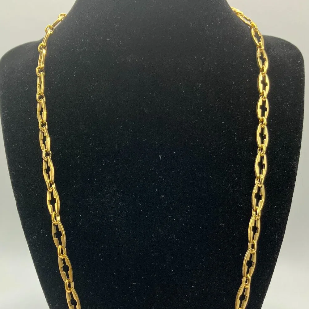 Real 18K Gold Plated over Stainless Steel Oval Link Hollow Cross VARIOUS Lengths